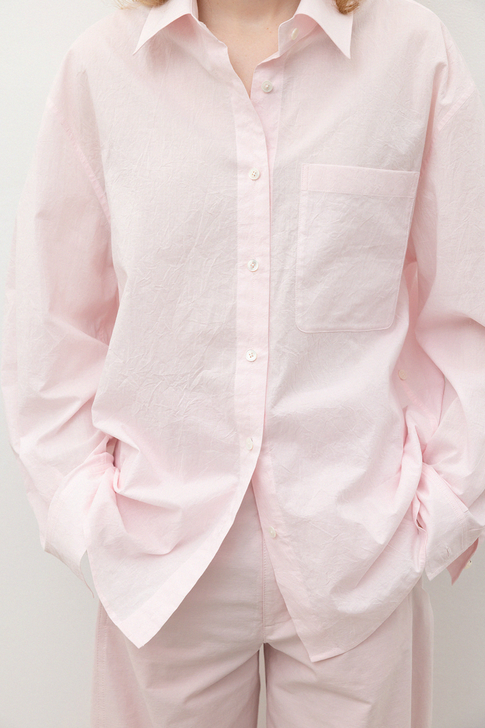 Crease Summer Overfit Shirt_Ice Pink