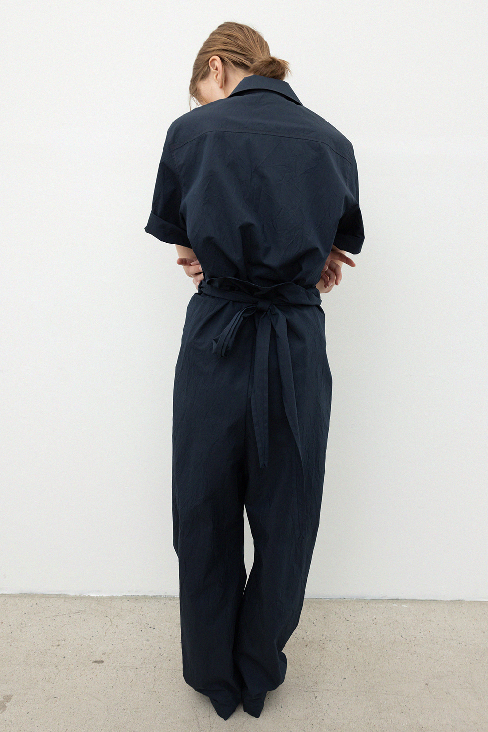 Crease Wrap Twisted Pants_Navy