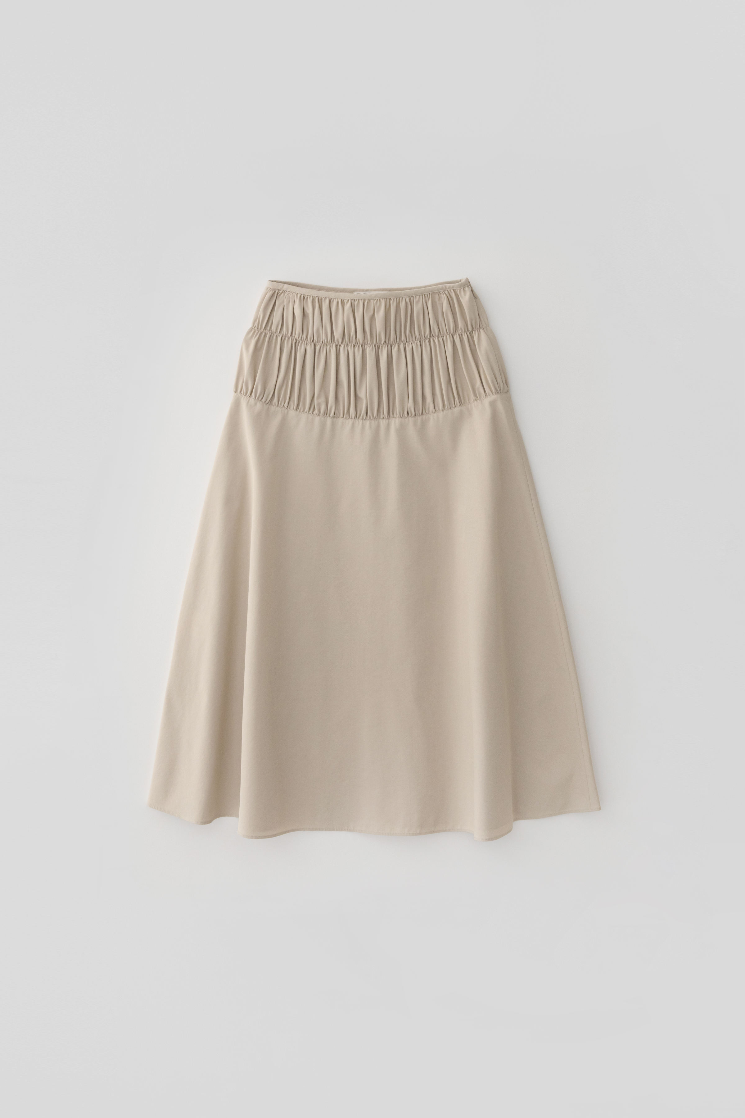 Cape Shirring Skirt_Beige