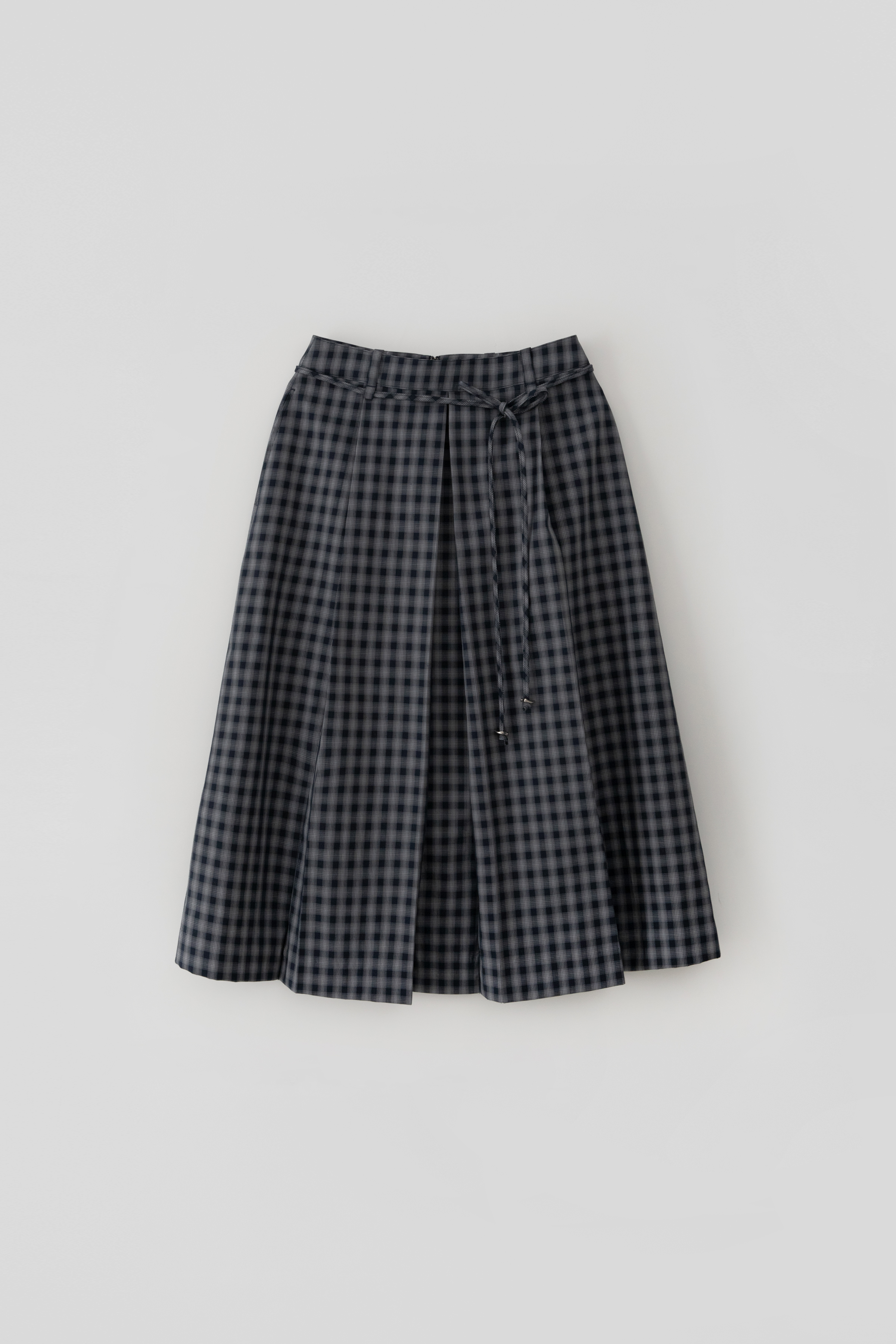 Check Pleats Skirt_Navy