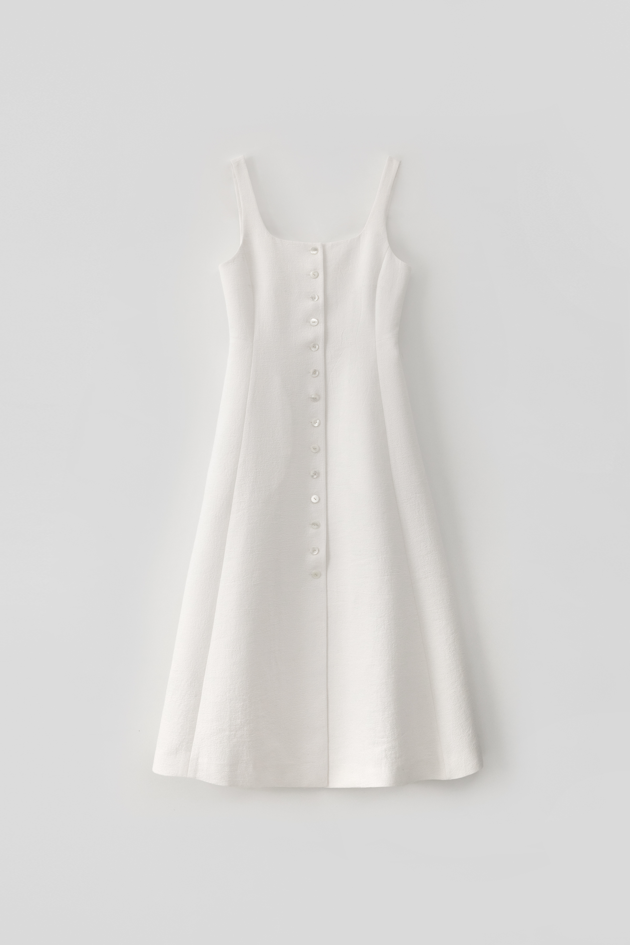 Square Neck Button Dress_Ivory