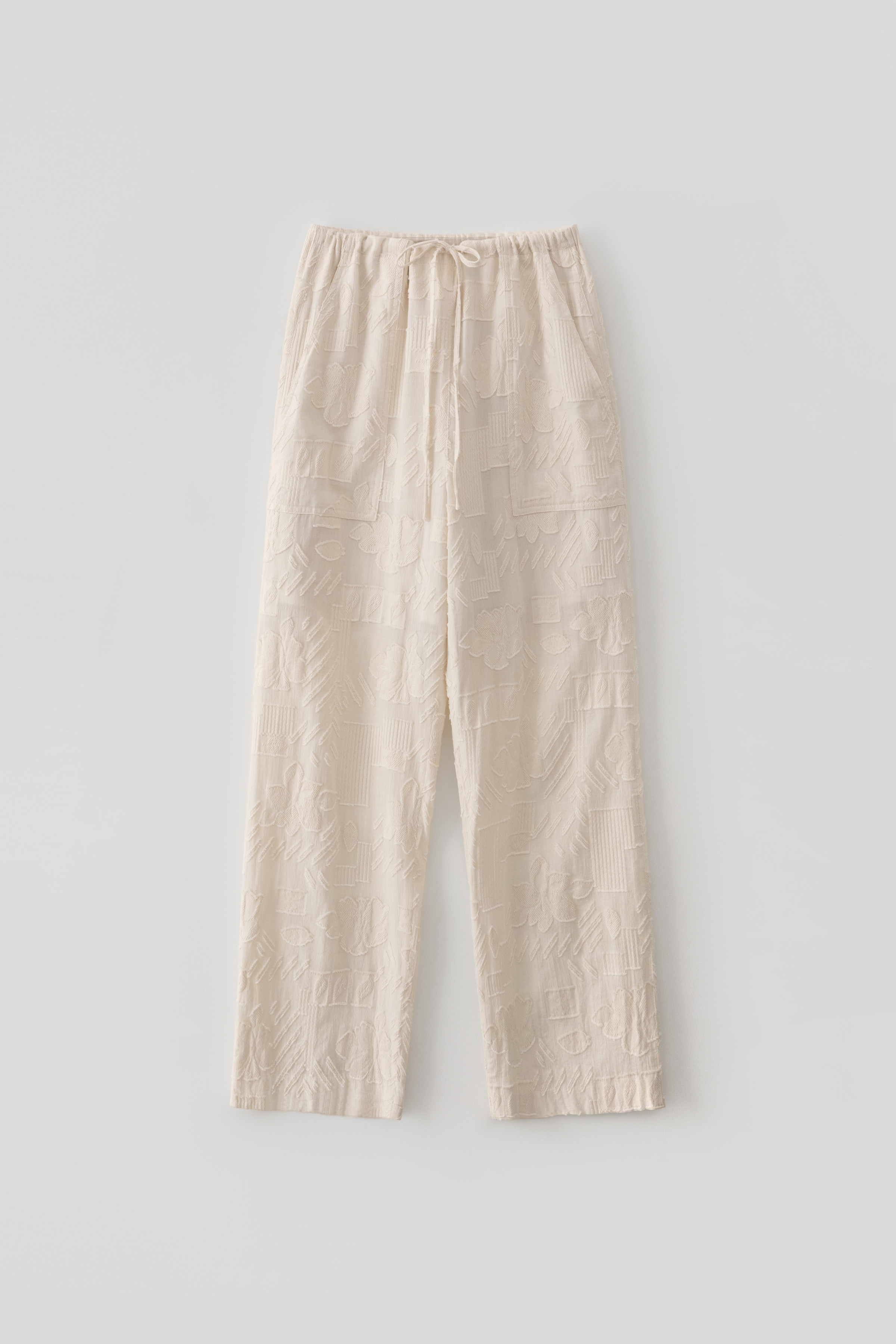 Jacquard Pattern Wide Pants_Ivory
