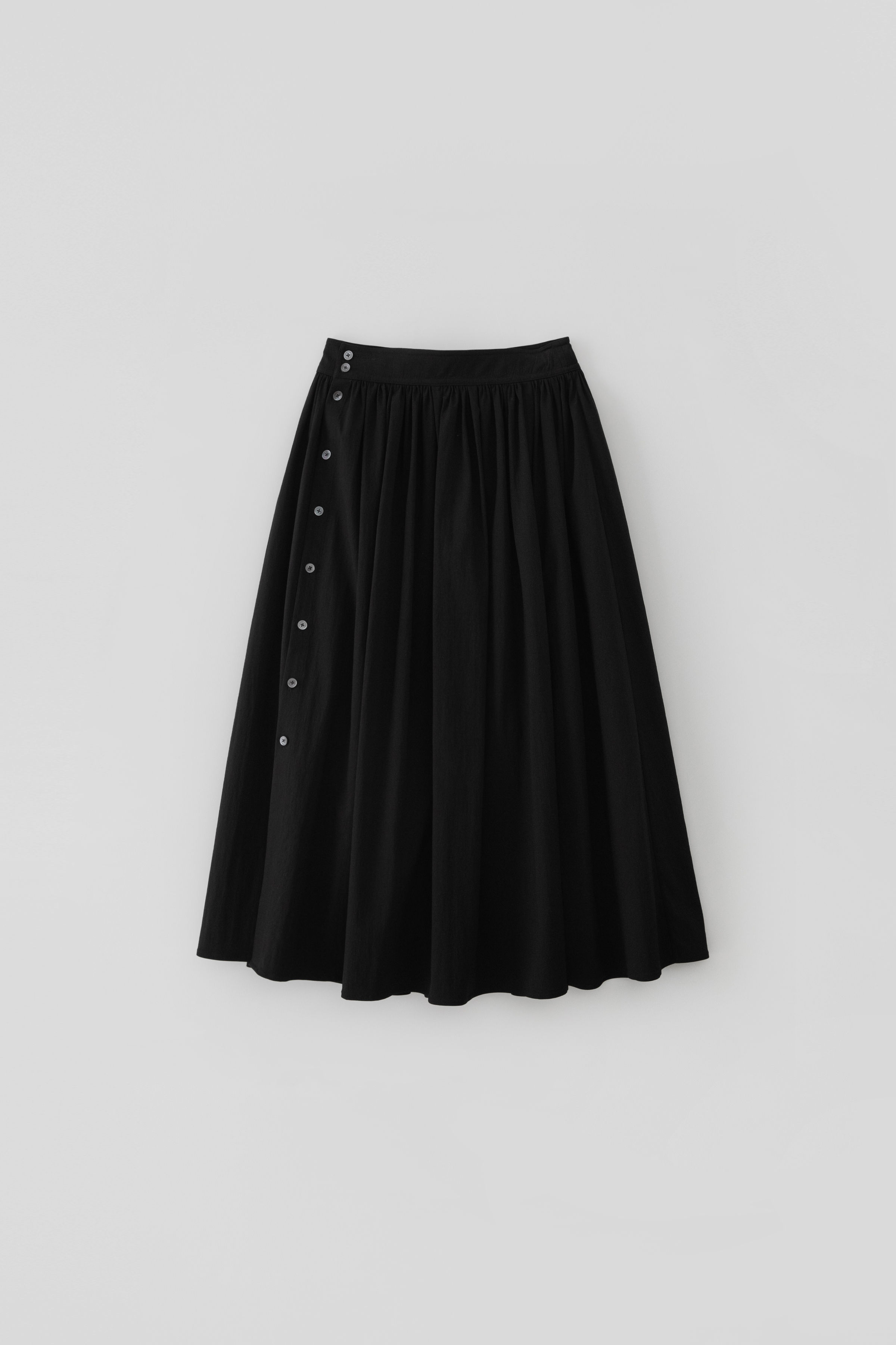 Pleats Slit Skirts_Black