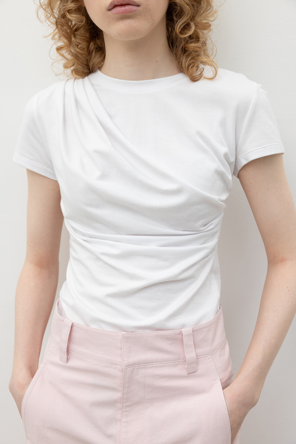 Draping Short-Sleeved T-Shirts_White
