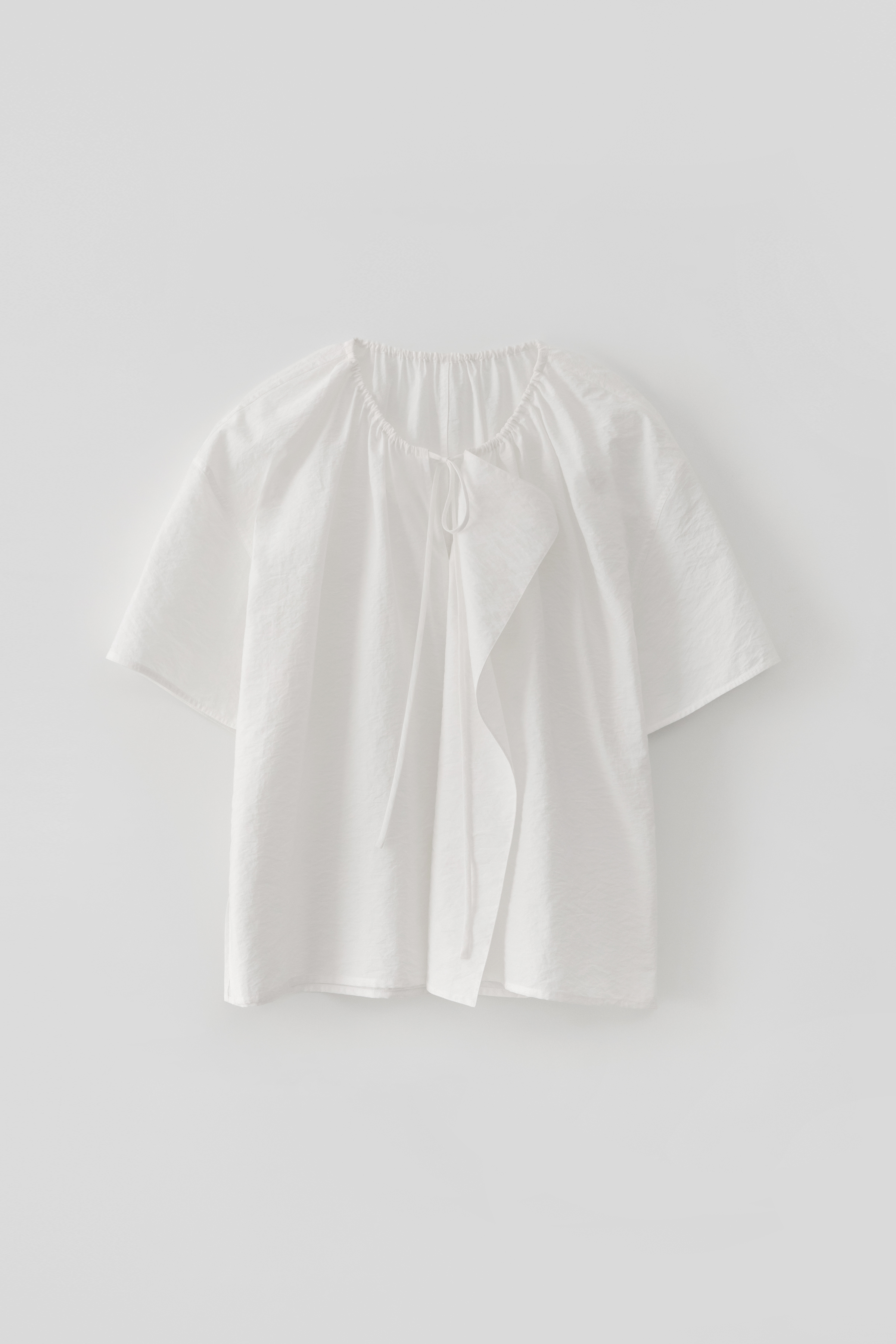 Shirring Short Sleeve Blouse_White