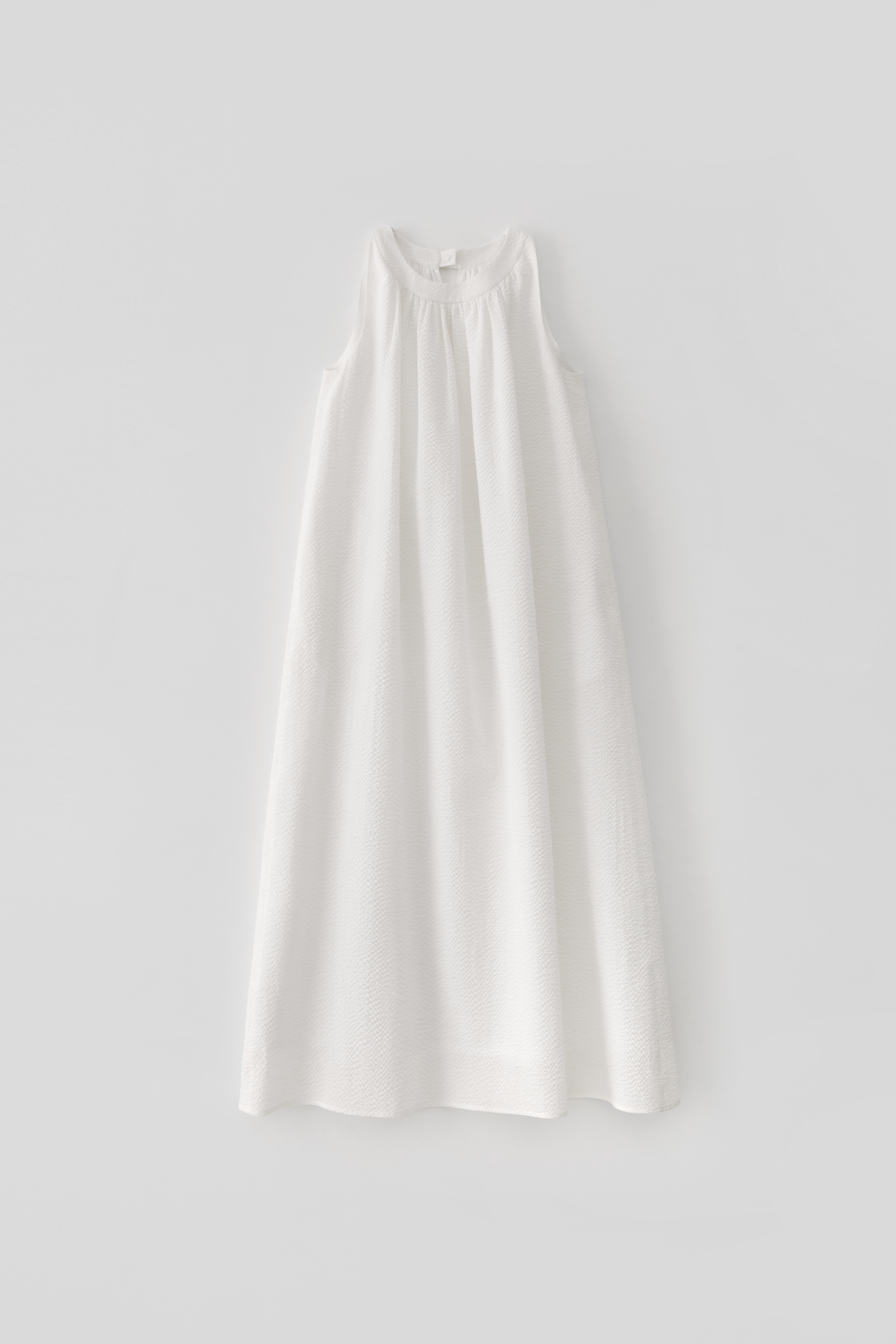 Shirring Neck Maxi Dress_White